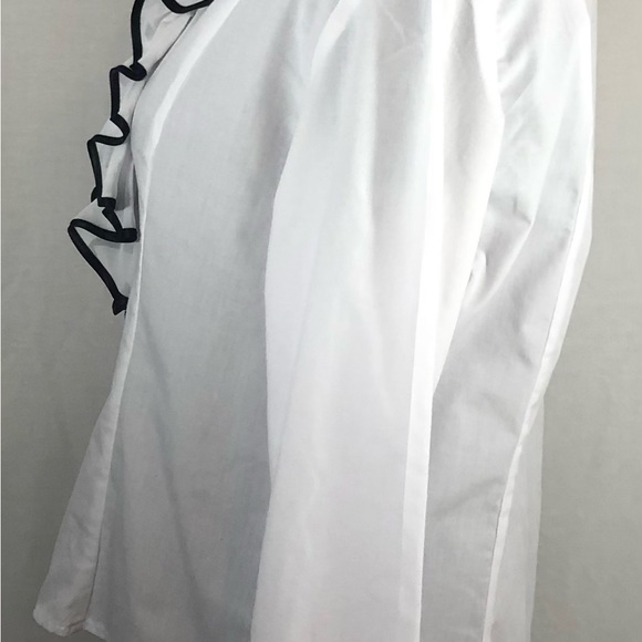 Javelin Blouse Women White Front Collared RufflesSize14 Long Sleeve Buttons =O - Picture 7 of 12
